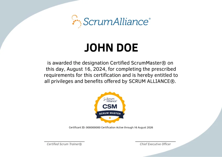 CSM Sample Certificate