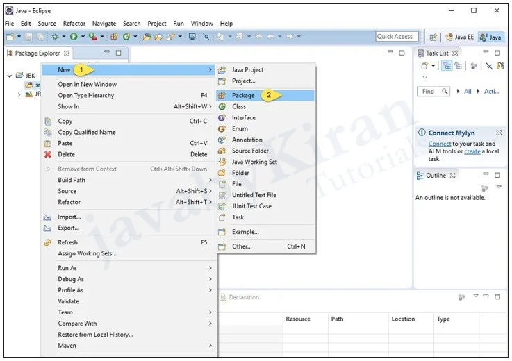 steps to create new project in eclipse