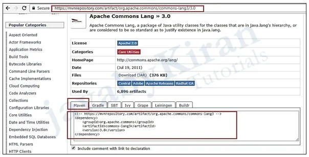 maven dependency commons-lang3