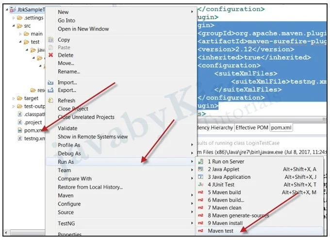 running test cases maven integration