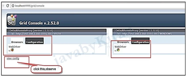 selenium grid console