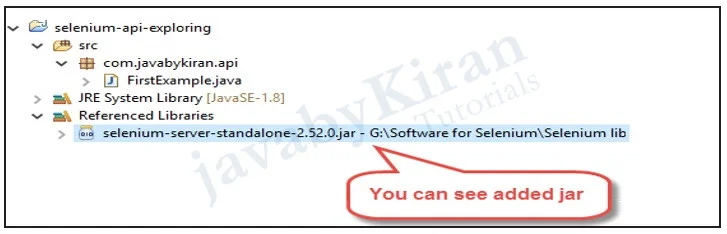 selenium jar file is located in referenced library folder of java project in eclipse