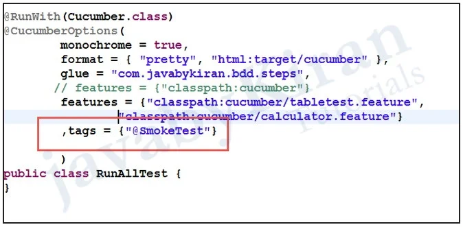 cucumber tags example