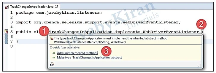 steps to add unimplemented methods in selenium