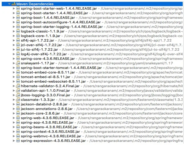 maven dependencies in spring boot starter web.