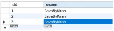 Example Table Data