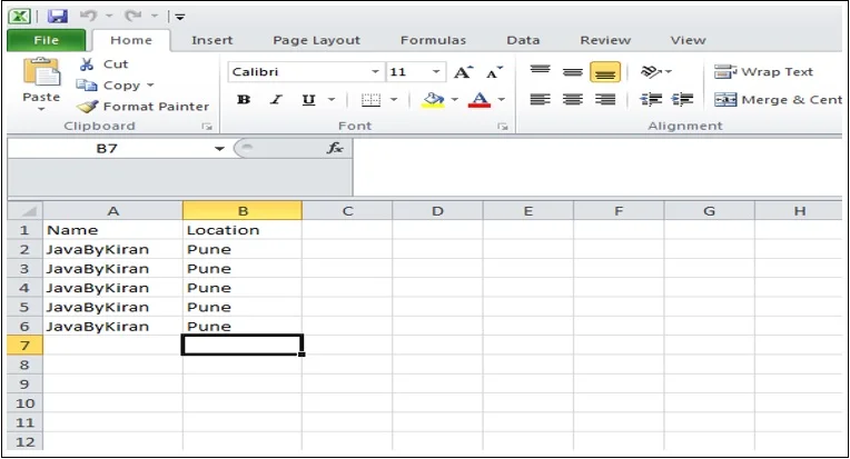 Excel Sheet Example Program