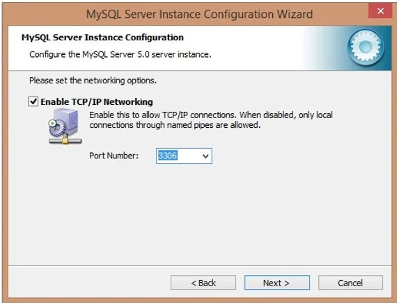 Give port number as 3306 and Click on Next