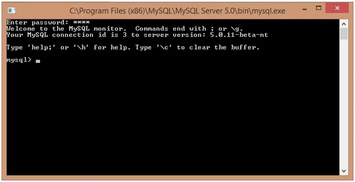 Now MySQL command prompt ready to use