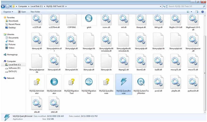 Browse MySQL GUI Tools 5.0 folder in that open Query Browser by double clicking