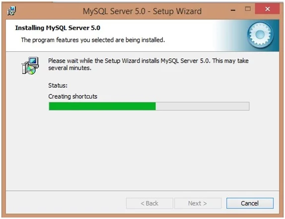 Installation of MySQL in Progress