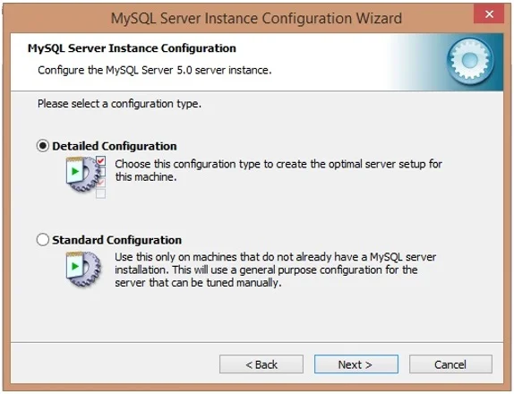 Select Detailed Configuration or Standard configuration and Click on Next
