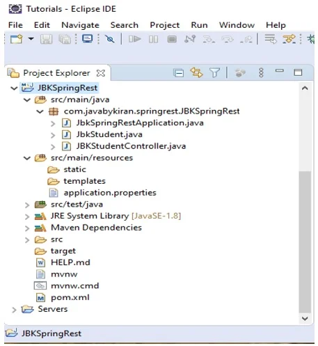 Structure of classes Spring Project in Eclipse