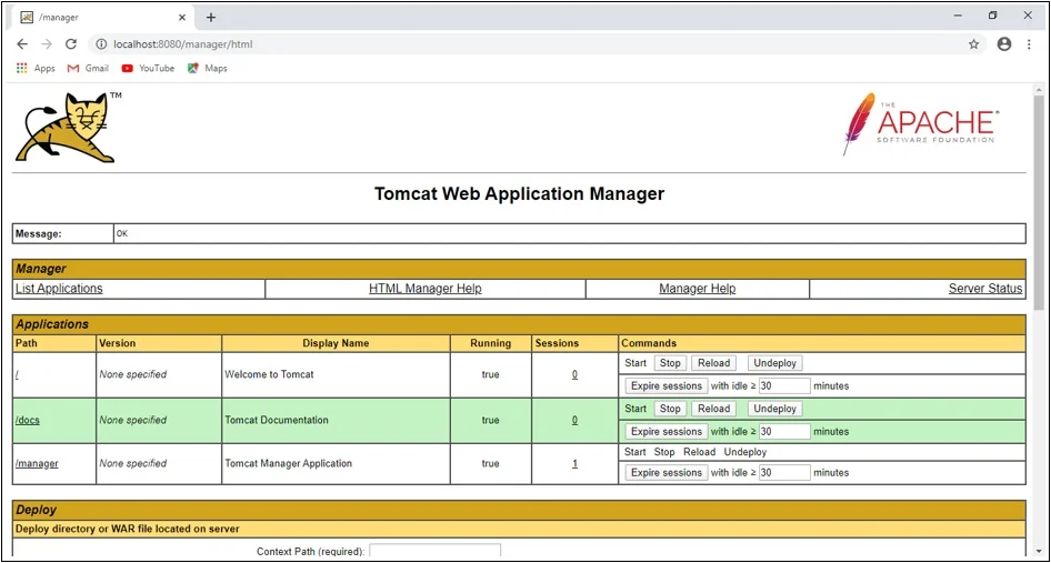 Deploying WAR File using Tomcat