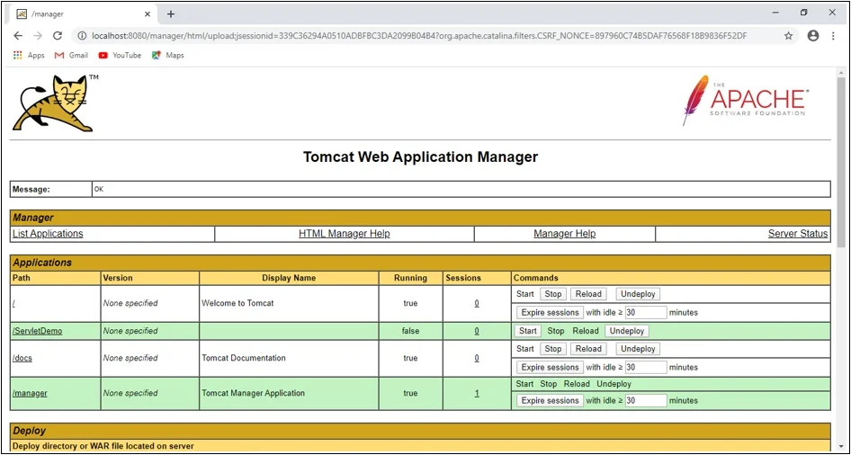 Deploying WAR File using Tomcat