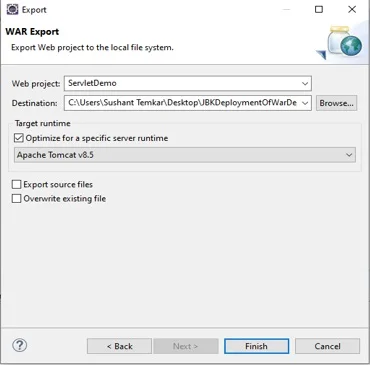 Create WAR File of Project in Eclipse